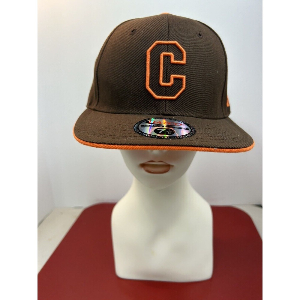 Hatco Fitted Hat‎ Size 7 1/8 Brown Original Flat Fit Premium NEW Cleveland RARE